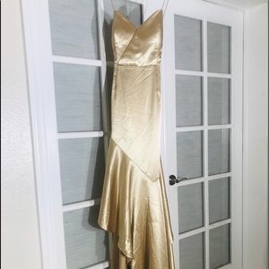 Gold Gianni Bini asymmetrical dress, size XL, $40